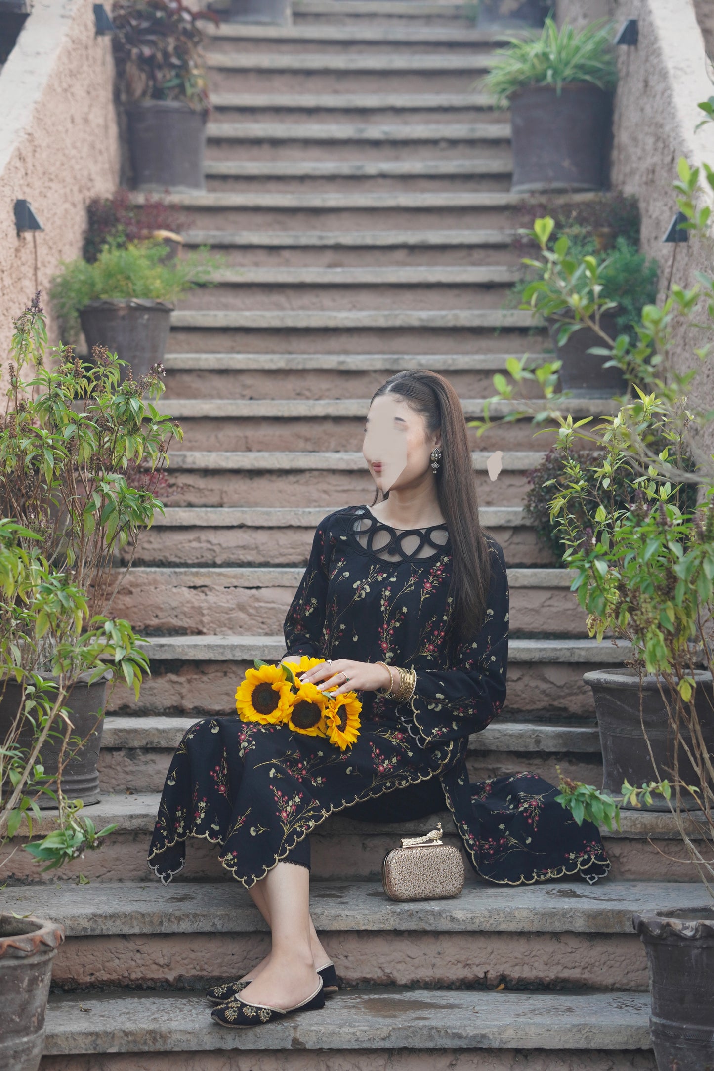 Noir Dahlia, Two piece Khaddar Dress