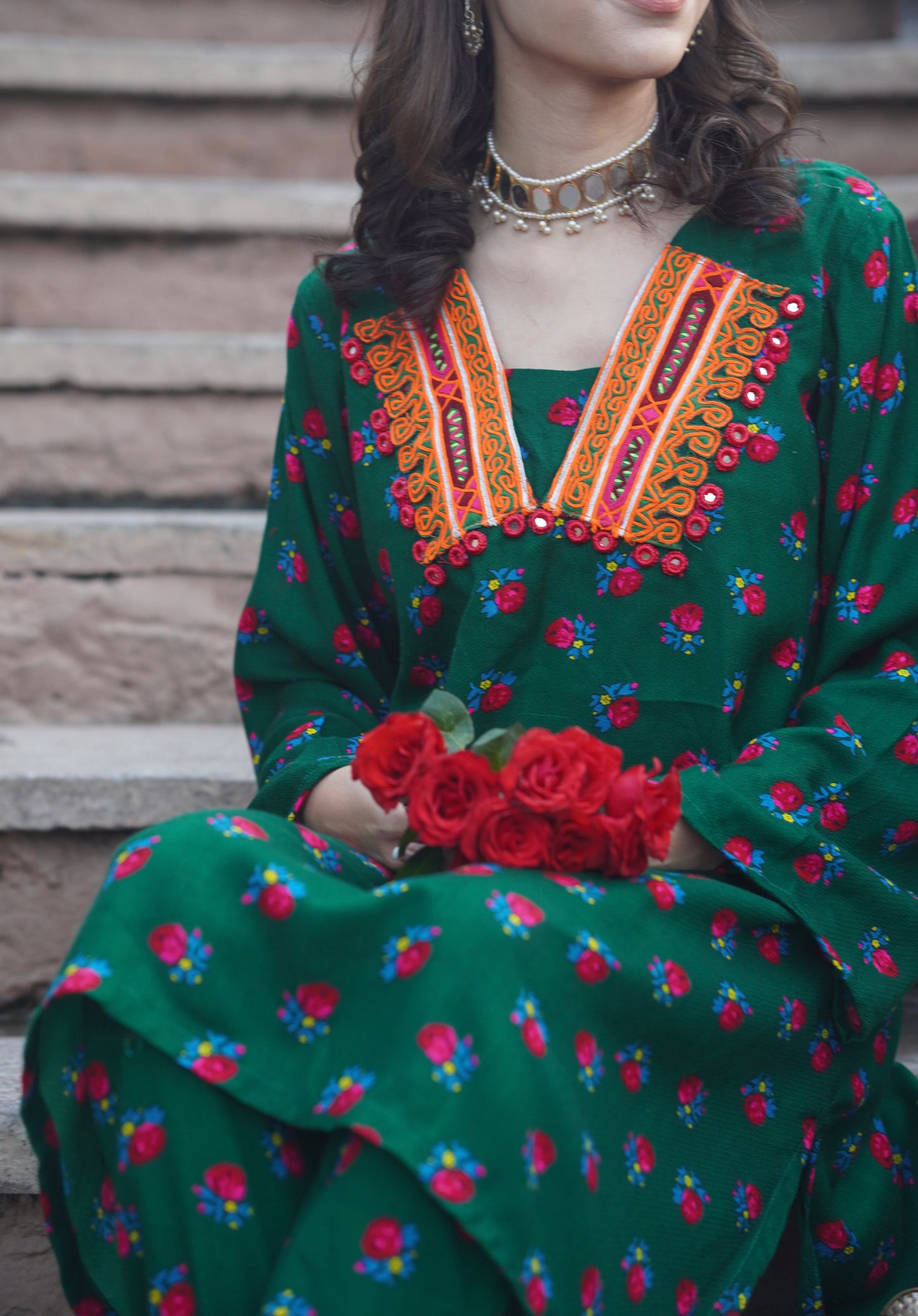 Jade, two-piece Karandi dress