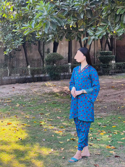 Azure, two-piece karandi dress