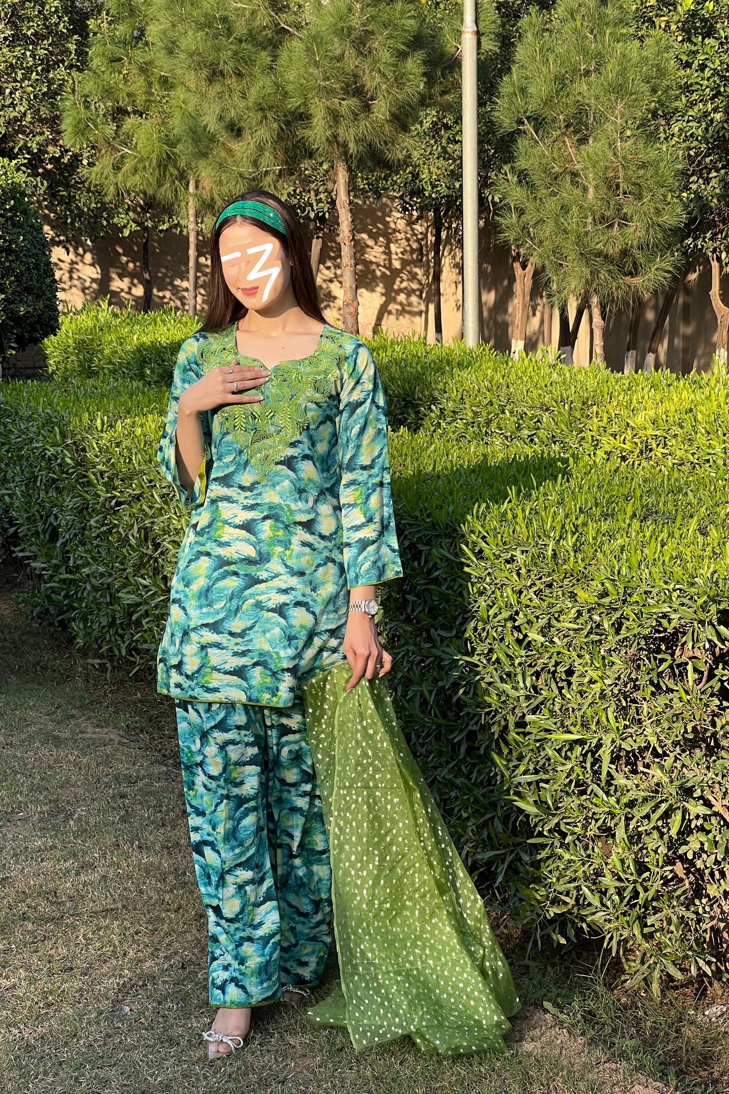 Starry night, two piece Georgette dress