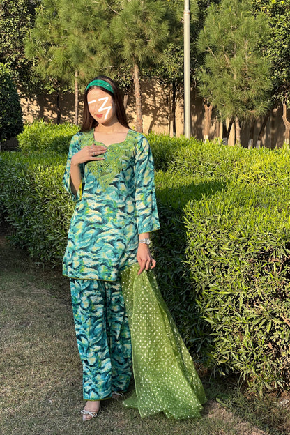 Starry night, two piece Georgette dress