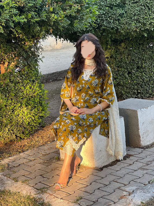 Autumn bloom, Two piece, Khaddar dress