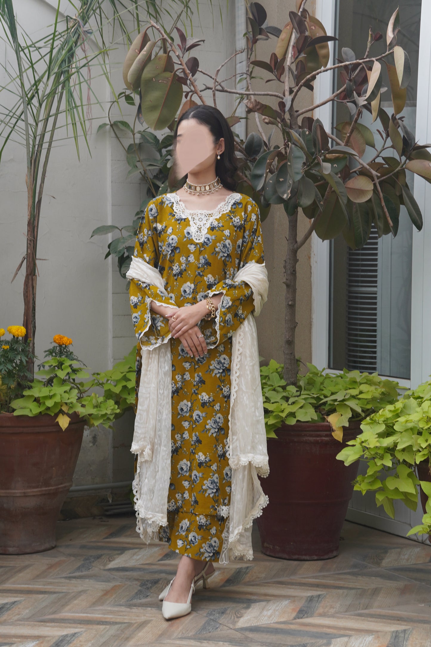 Autumn bloom, Two piece, Khaddar dress