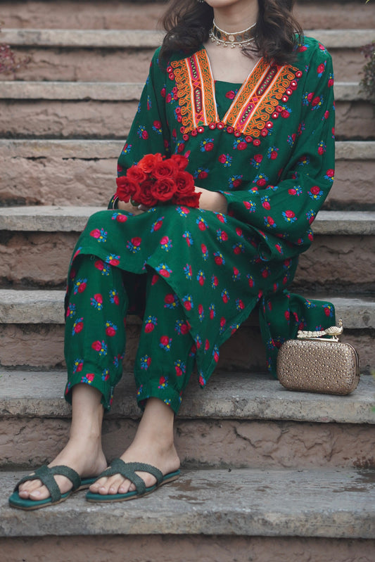 Jade, two-piece Karandi dress