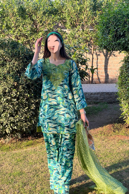 Starry night, two piece Georgette dress