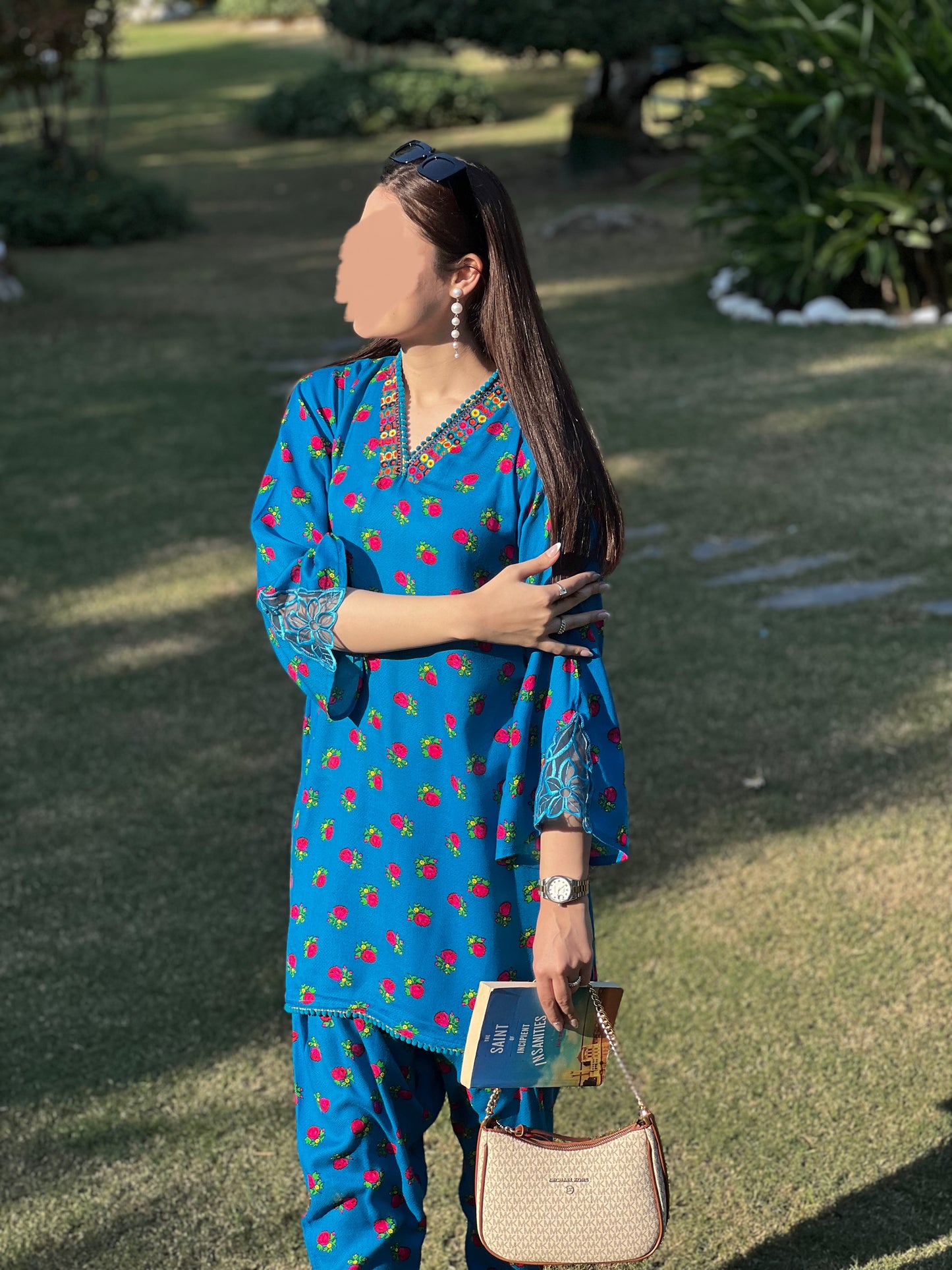 Azure, two-piece karandi dress