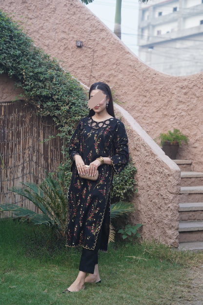Noir Dahlia, Two piece Khaddar Dress