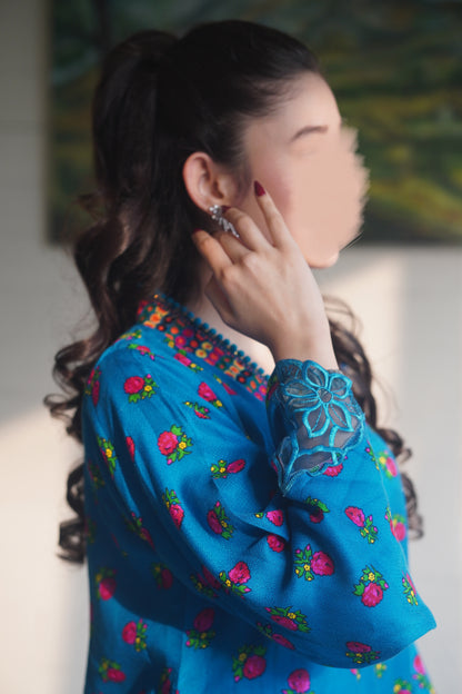 Azure, two-piece karandi dress