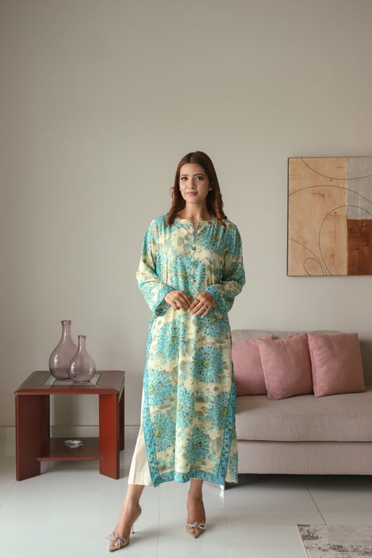 Peacock bloom 2-piece soft georgette dress