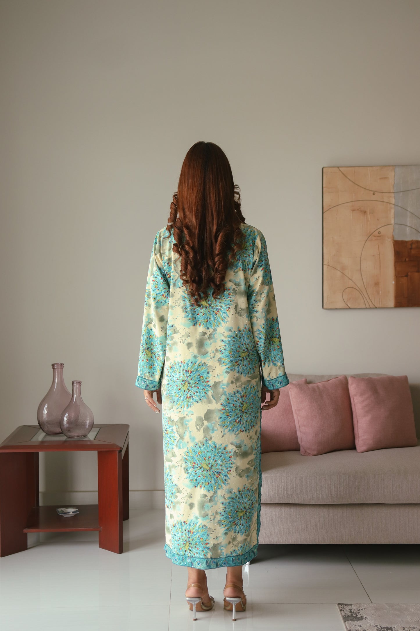 Peacock bloom 2-piece soft georgette dress