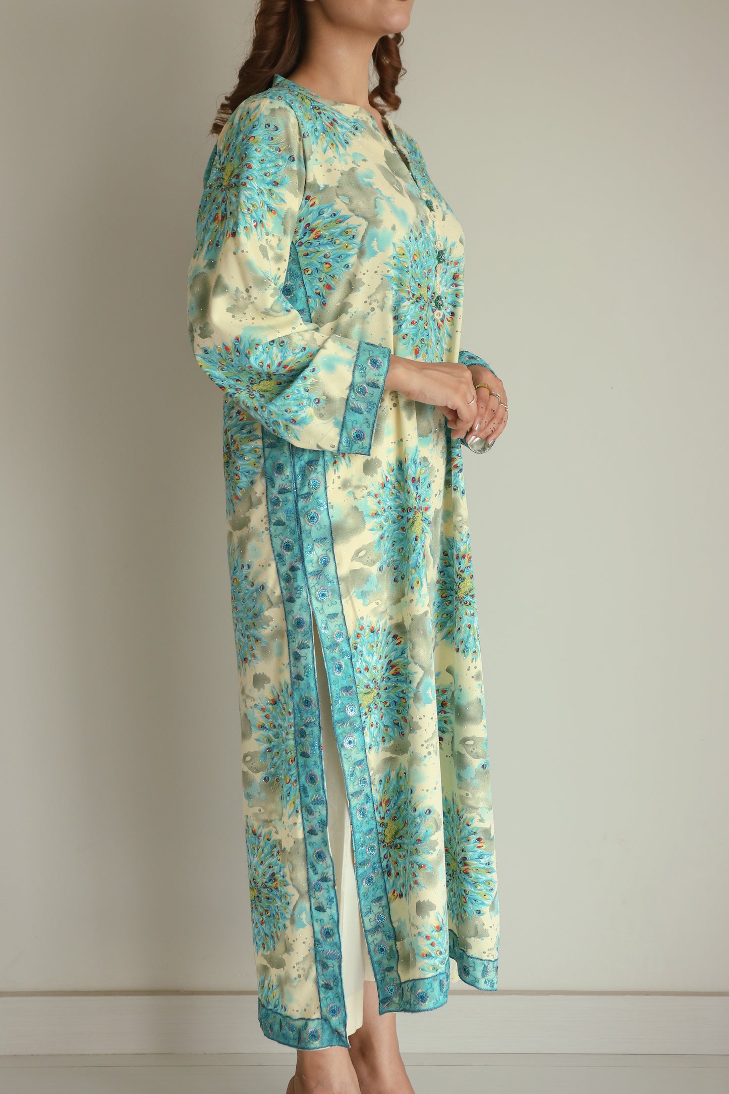 Peacock bloom 2-piece soft georgette dress