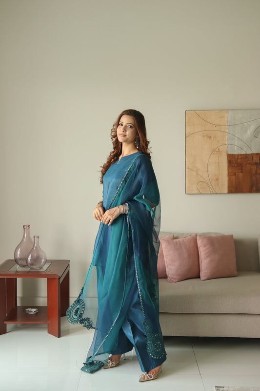 Saphire 3-piece Tussle silk dress