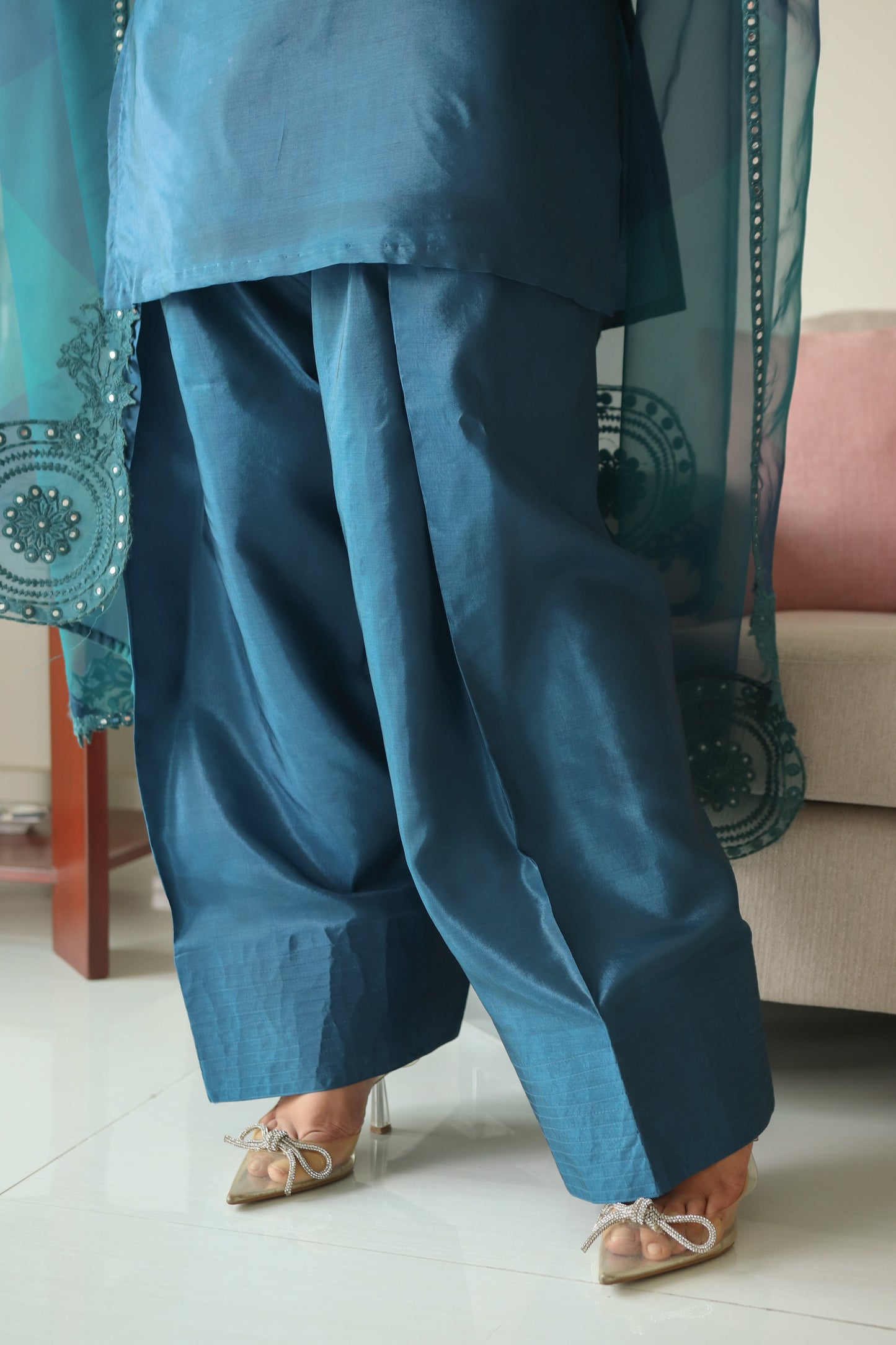 Saphire 3-piece Tussle silk dress