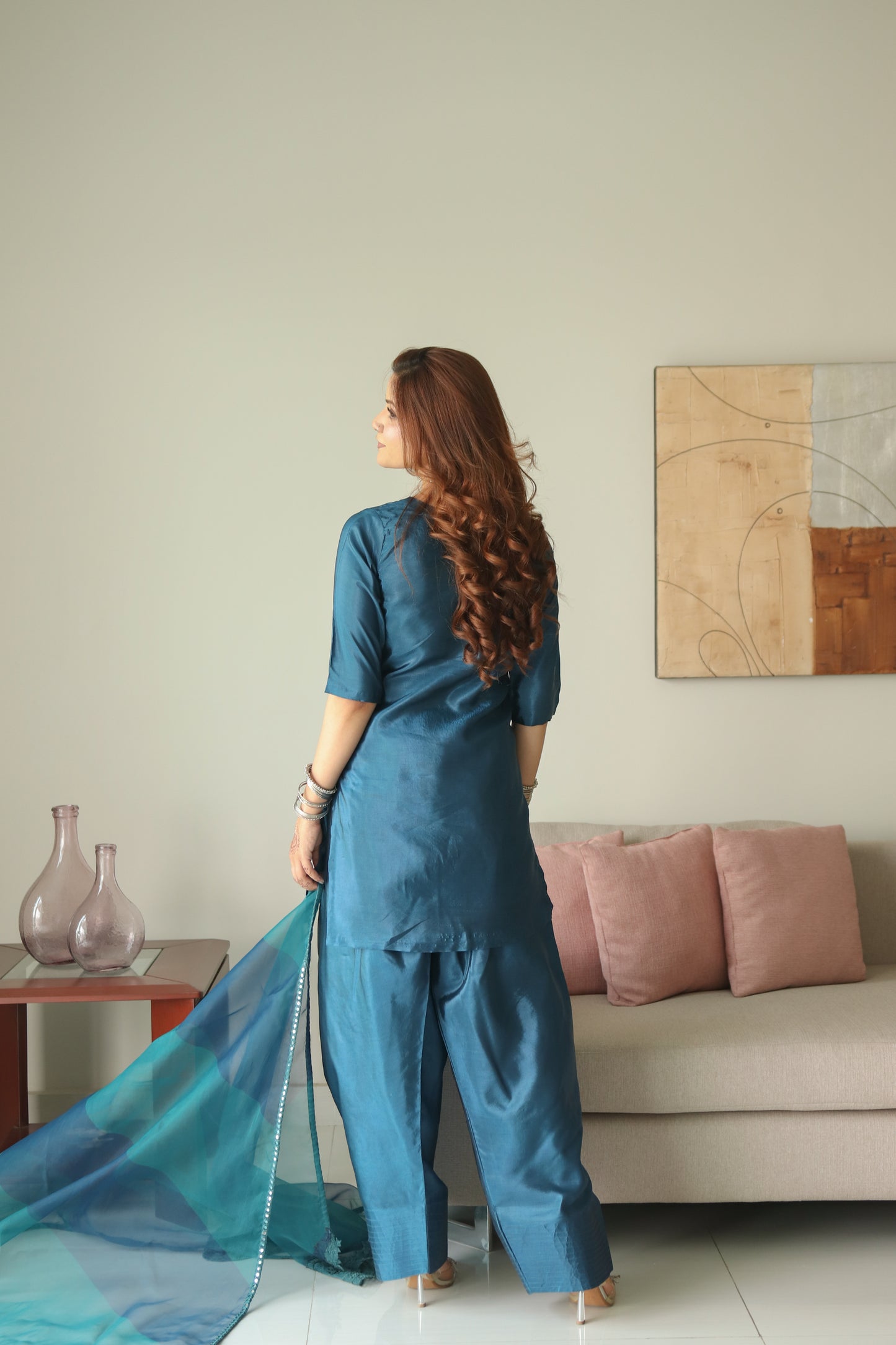 Saphire 3-piece Tussle silk dress