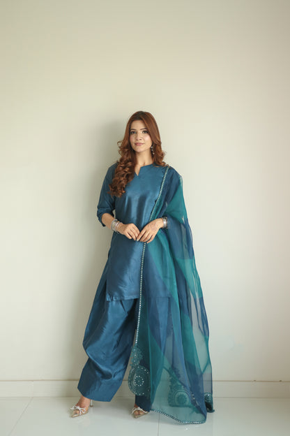 Saphire 3-piece Tussle silk dress